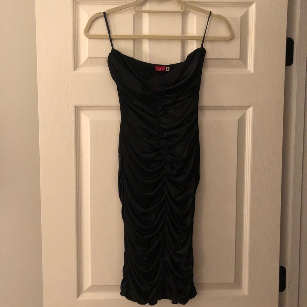 Slinky black satin dress